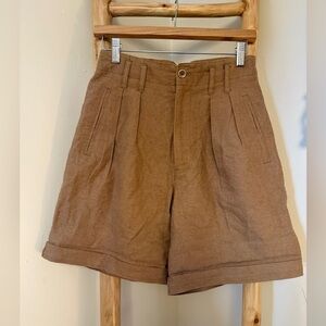 KIKOMO VINTAGE Linen Blend Shorts Cocoa Brown 5/6